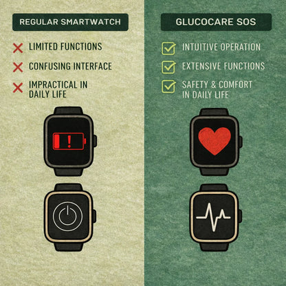 GlucoCare blood sugar health watch – For nutrition, metabolism & blood sugar trends in everyday life