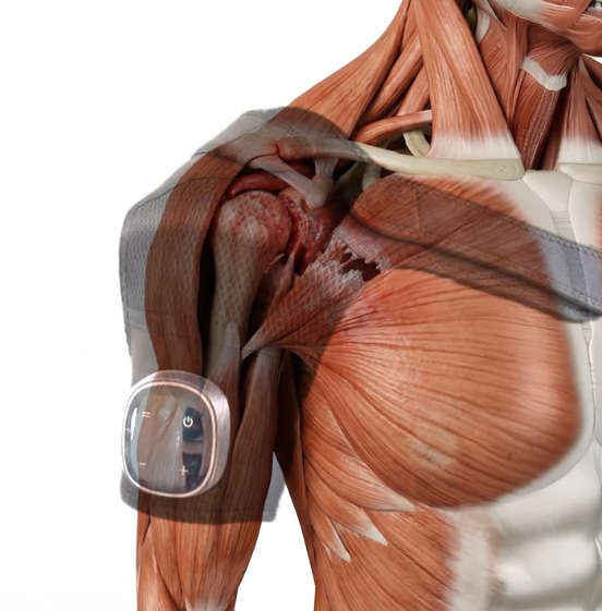 Introducing:The RestoraCare "TriTherapy" Shoulder Massager